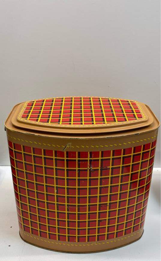 Vintage Thermos Brand Oval Cooler-Plaid Red, Yellow image number 2