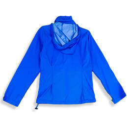 Womens Blue Long Sleeve Hooded Full-Zip Windbreaker Jacket Size Small alternative image