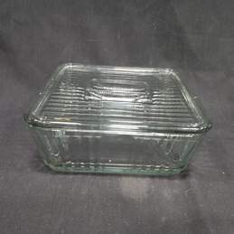 Vintage Anchor Hocking 9" Square Ribbed Refrigerator Dish with Lid