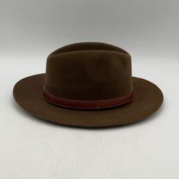 Brooks Brothers Brown Wide Brim Leather Trim Fedora Hat Size XL alternative image