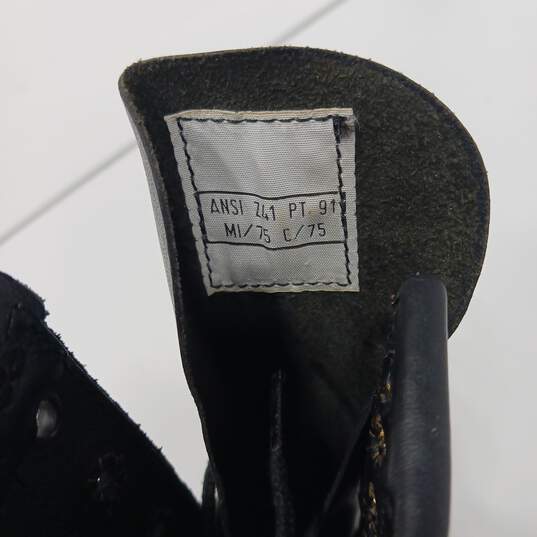 Ansi Biltrite Men's Black Leather Combat Boots Size 8 image number 6