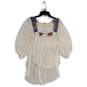 NWT Womens White Embroidered Hi-Low Hem 3/4 Sleeve Blouse Top Size S image number 1