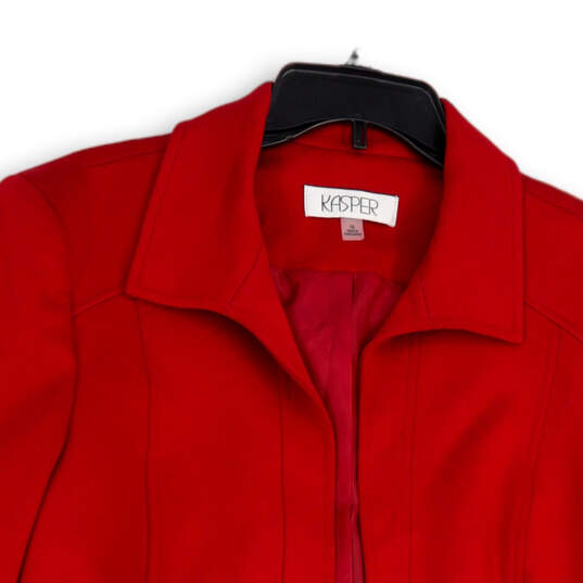 NWT Womens Red Long Sleeve Collared Pockets Open Front Jacket Size 16 image number 3