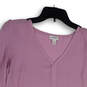 Womens Purple Long Sleeve V-Neck Stretch Pullover Blouse Top Size 00 image number 3