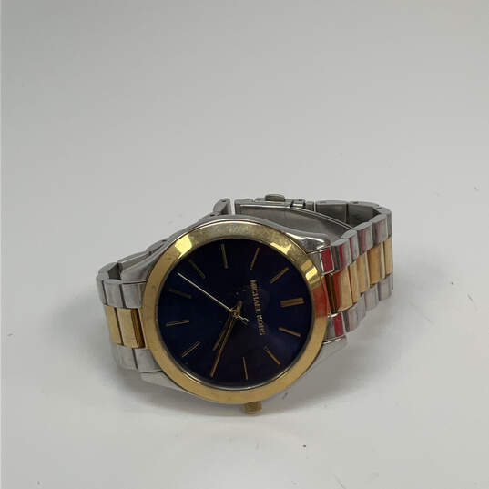Designer Michael Kors MK-3479 Two-Tone Round Blue Dial Analog Wristwatch image number 2