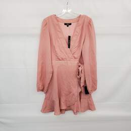 Lulus Pink Lined Faux Wrap Midi Dress WM Size L NWT