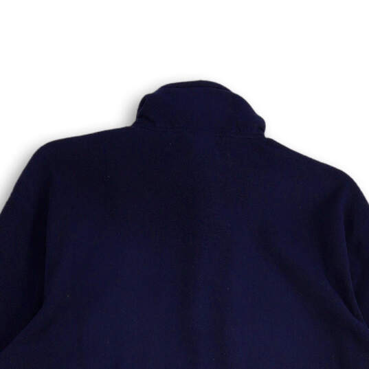 Mens Blue Mock Neck Quarter Zip Long Sleeve Fleece Jacket Size Medium image number 4