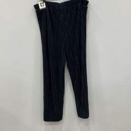 NWT Womens Black Pleated Elastic Waist Wide Leg Cropped Dress Pants Size XL alternative image