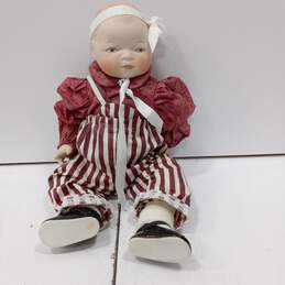 Vintage Collectible Porcelain Hands and Head Doll With Weighted Cloth Body