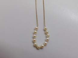 14K Yellow Gold Pearl Necklace 1.4g alternative image