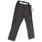 NWT Mens Gray Striped Flat Front Slash Pockets Dress Pants Size 38/32 image number 3