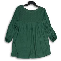 NWT Suzanne Betro Womens Green Scoop Neck Long Sleeve Tunic Blouse Top Size XL alternative image