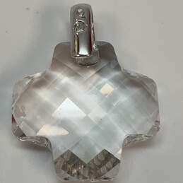 Designer Swarovski Silver-Tone Clear Crystal Cut Stone Cross Chain Pendant alternative image