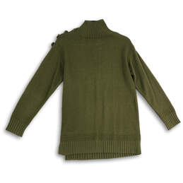 Womens Green Long Sleeve Button Detail Mock Neck Tunic Sweater Size XS alternative image