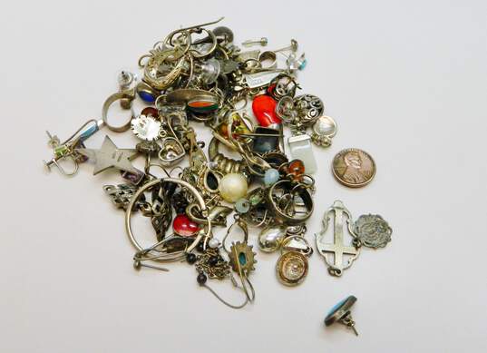 925 Sterling Silver & Stones Scrap Jewelry, 152.5g image number 4