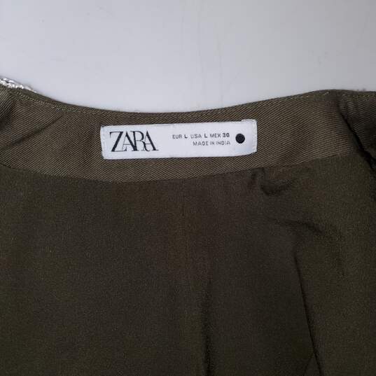 Zara Contrast Embroidered Khaki Green Vest Size L image number 3