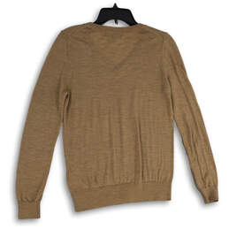 Womens Brown Knitted V-Neck Long Sleeve Pullover Sweater Size Medium alternative image