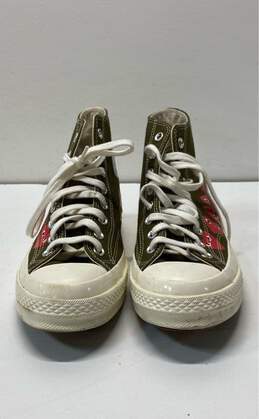 COMME des GARCONS PLAY Olive Green High Top Heart Converse Sneakers US 8 alternative image