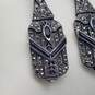 Antique Sterling Silver Onyx Marcasite Art Deco Style Dangle Earrings 15.6g image number 2