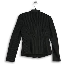 NWT Hugo Boss Womens Black Striped Round Neck Open Front Jacket Size 0P alternative image