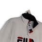 NWT Womens White Logo Print 1/4 Zip Mock Neck Pullover Sweatshirt Size M image number 3
