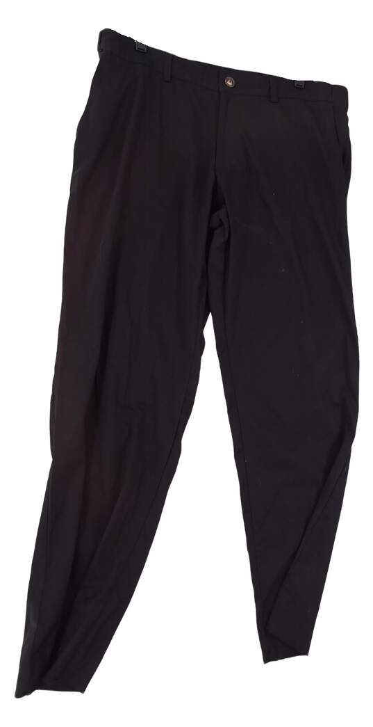 NWT Mens Black Flat Front Pockets Straight Leg Dress Pants image number 3