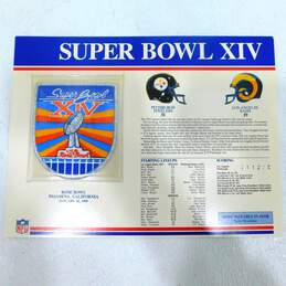 SUPER BOWL 14 Steelers / Rams 1980 Willabee Ward OFFICIAL SB XIV NFL PATCH CARD
