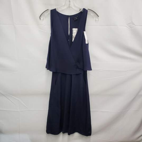 NWT Theory WM's Silk Osteen Navy Blue Crossover Mini Dress Size 4 image number 1