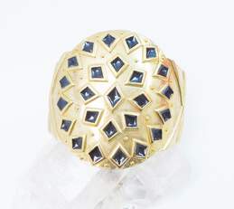 Designer Kara Ross Geometric Black Enamel & Gold Tone Chunky Cuff Bracelet 96.1g