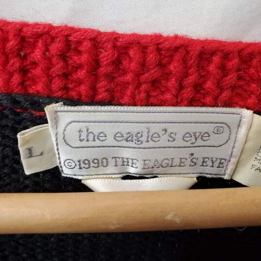 The Eagle's Eye Ramie/Cotton Button V-Neck Holiday Sweater Size L image number 4