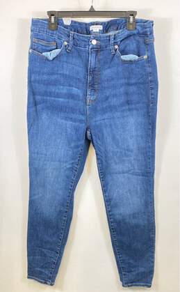 Good American Womens Blue High Rise 5 Pockets Design Denim Skinny Jeans Size 18
