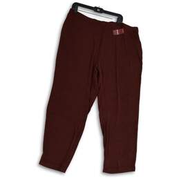 NWT Avenue Womens Red Elastic Waist Wide-Leg Pull-On Sweatpants Size 18/20A