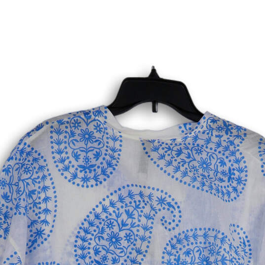 NWT Womens Blue White Paisley Long Sleeve Button Front Blouse Top Size S image number 4