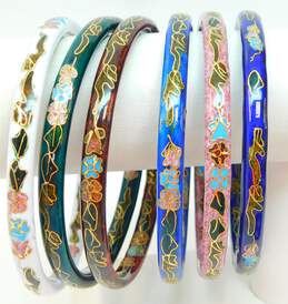 Asian Cloisonne Colorful Floral Bangle Bracelets 122.1g alternative image