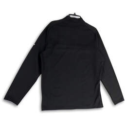 Mens Black 1/4 Zip Mock Neck Long Sleeve Pullover Athletic Shirt Top Size L alternative image
