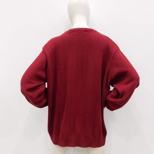 Red Maroon Cotton Cable Knit Crew Neck Sweater image number 4