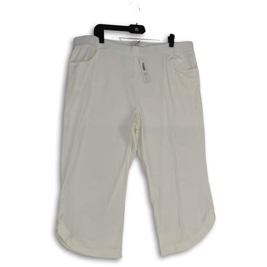 NWT Womens White Flat Front Elastic Waist Capri Pants Size 3 image number 1
