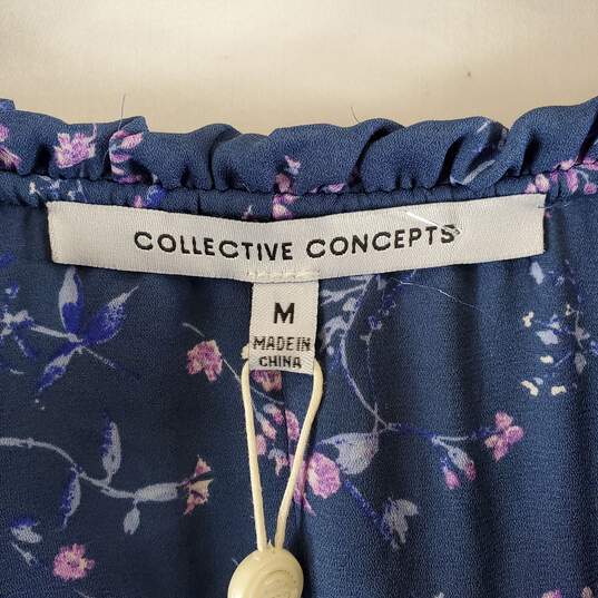 Max Studio Women Blue Floral Long Sleeve Dress M NWT image number 3