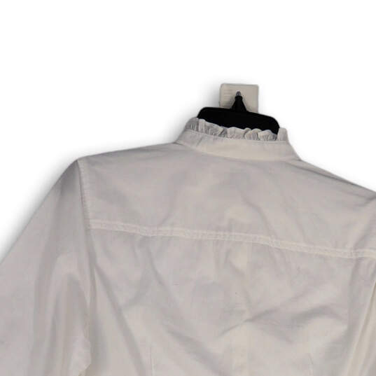 NWT Womens White Long Sleeve Ruffle Collared Button-Up Shirt Size Small image number 4