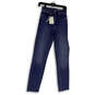 NWT Womens Blue Medium Wash Pockets Raw Hem Denim Skinny Leg Jeans 25/36 image number 1