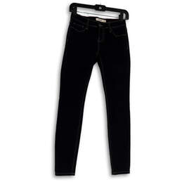 Womens Black Dark Wash Pockets Stretch Denim Skinny Leg Jeans Size 5