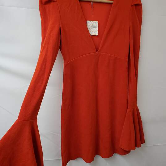 Free People Red Bell Sleeve Midi Dress Women's XS NWT image number 2