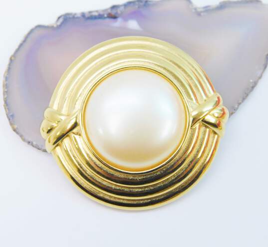 Vintage & Contemporary Monet & Fashion Faux Pearl Rhinestone Gold Tone Statement Brooches 91.5g image number 4