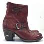 Frye Leather Karla Engineer Short Heeled Boots Red 6 image number 1