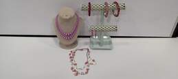Bundle of 2 Necklaces, 3 Bracelets and 1 Pair of Women's Purple Themed Costume Jewelry