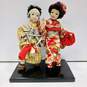 Vintage Boy & Girl Dolls in Kimono on Wooden Base image number 1