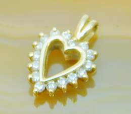 Romantic 14K Yellow Gold Diamond Accent Open Heart Pendant 1.3g alternative image