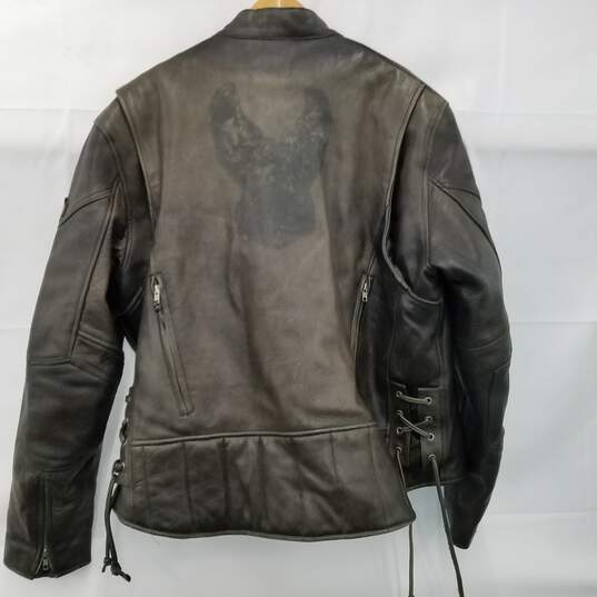 Wilsons Black Leather Biker Jacket Size XXL image number 2