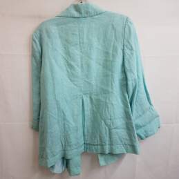 Women's aqua blue linen open front blazer 12 petite nwt alternative image