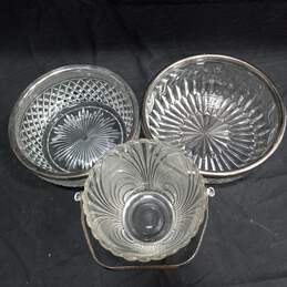 Trio of Silver Rimmed Glass Serving Bowls alternative image